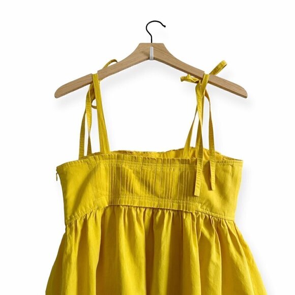 Ulla Johnson Laetitia Tie Strap Cotton & Linen Blend Midi Dress , Size 2, Yellow - Picture 7 of 16
